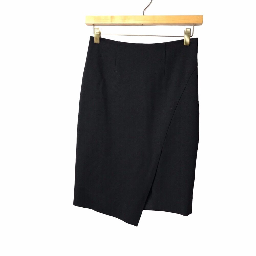 White House Black Market Womens Skirt‎ Size 0 Black Asym Pencil Pate NWT